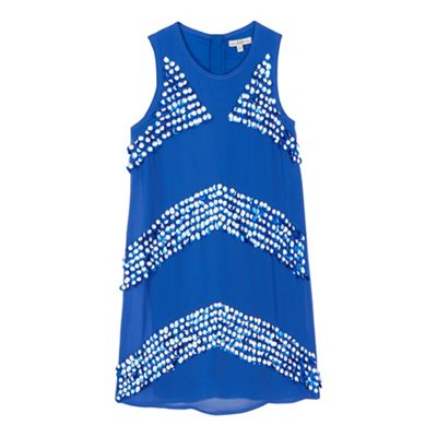 French connection Girls' blue sequin striped dress